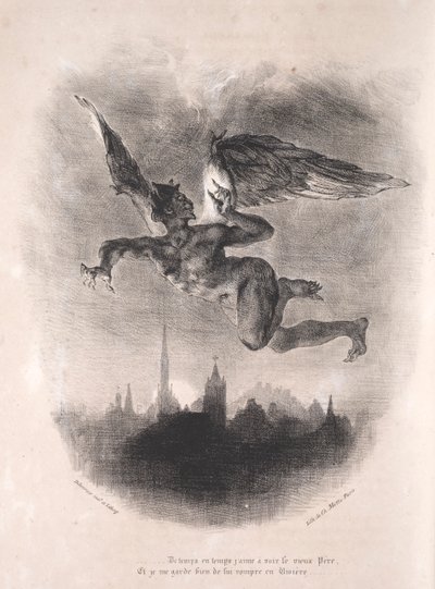 Illustrationen zu Faust: Mephistopheles in der Luft von Ferdinand Victor Eugene Delacroix