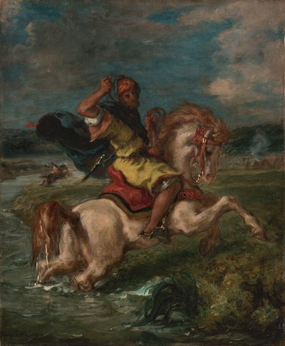 Marokkanischer Reiter überquert eine Furt, ca. 1850 von Ferdinand Victor Eugene Delacroix