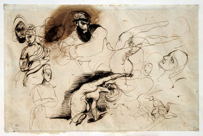 Studie für den Tod von Sardanapal. Zeichnung von Eugène Delacroix (1798-1863) von Ferdinand Victor Eugene Delacroix