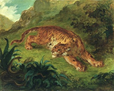 Tiger und Schlange, 1858 von Ferdinand Victor Eugene Delacroix