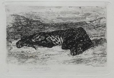 Tiger liegend in der Wüste von Ferdinand Victor Eugene Delacroix