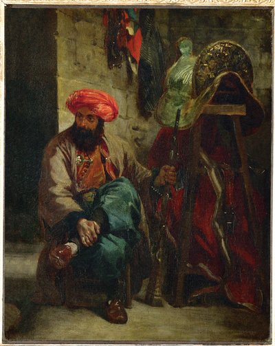 Türke mit Sattel von Ferdinand Victor Eugene Delacroix