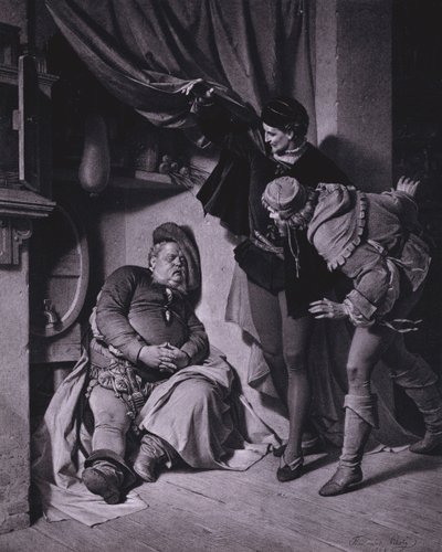 Szene aus Shakespeares König Heinrich IV., Teil 1 (Akt II, Szene 4) (Lithografie) von Ferdinand the Elder Piloty