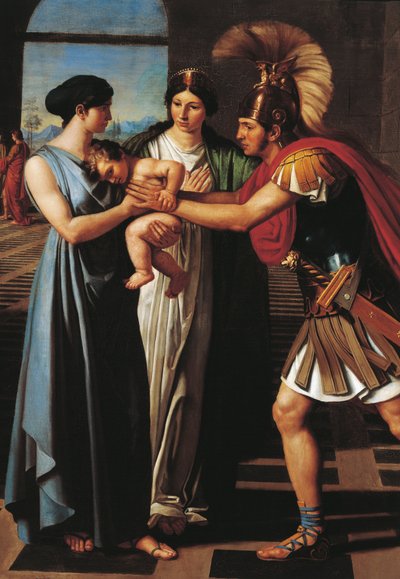 Andromache fängt Hector am Scaean-Tor ab (Detail) von Ferdinando Castelli
