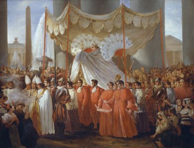 Prozession auf dem Petersplatz zum Fest Fronleichnam unter dem Pontifikat von Gregor XVI. von Ferdinando Cavalleri