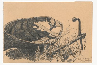 Leckes Boot und Anker am Ufer von Ferdynand Ruszczyc