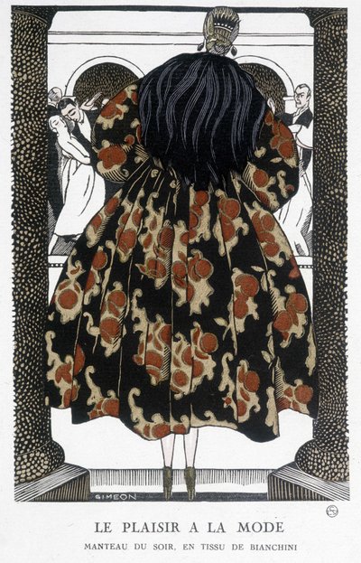 Bianchinis Abendmantel - Illustration von Fernand Simeon (1884-1928), in „Gazette du bon ton“ von Fernand Siméon