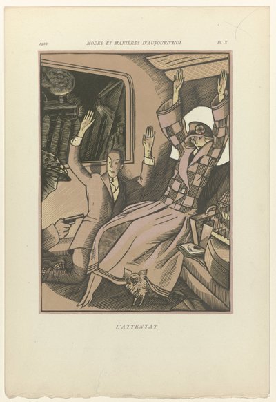 Moden und Manieren von Heute, 1922, Pl. 10: Das Attentat von Fernand Siméon