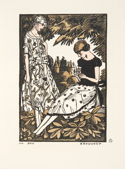 Un Peu, Beaucoup, aus einer Sammlung von Modeplatten, 1920 (Pochoir-Druck) von Fernand Siméon
