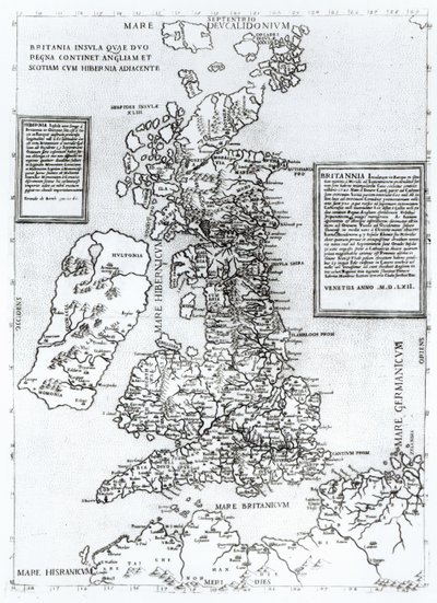 Britania Insula quae dup Regna continet Angliam et Scotiam cum Hibernia adiacente, graviert von Paulo Forlani, 1562 (Kupferstich) von Fernando Bertelli