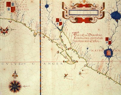 Fol.15 Karte von Mexiko und Niederkalifornien, aus einem Atlas, 1571 von Fernao Vaz Dourado
