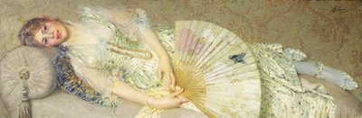 Junge Frau auf einem Sofa liegend von Filadelfo Simi