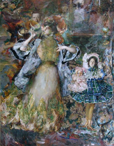 Selbstporträt mit Frau und Tochter, 1910 von Filipp Andreyevich Malyavin