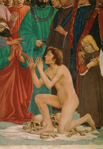 Heiliger Peter erweckt den Sohn des Präfekten Teophil, seines Gefängniswärters, zum Leben (Wandmalerei) von Filippino Lippi