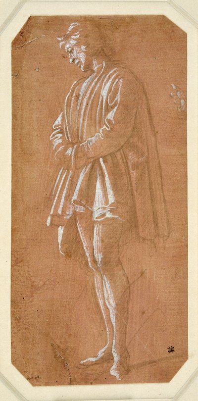Studie eines jungen Mannes, der mit verschränkten Händen in den Ärmeln steht von Filippino Lippi