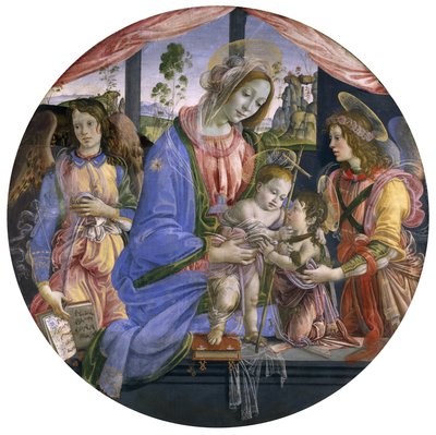 Die Madonna und das Kind mit dem kleinen St. Johannes und zwei Engeln, Mitte der 1480er Jahre von Filippino Lippi