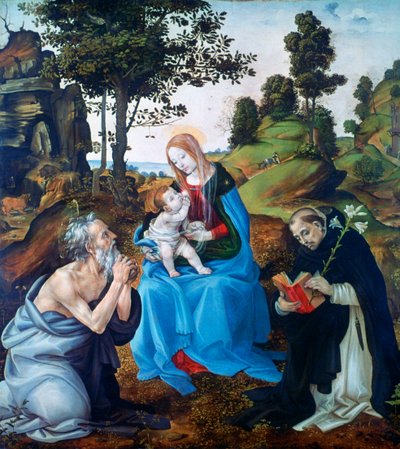 Die Jungfrau und das Kind mit den Heiligen Hieronymus und Dominikus, ca. 1485 von Filippino Lippi