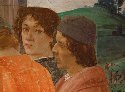 Zwei Jugendliche beobachten die Kreuzigung des Heiligen Petrus von Filippino Lippi