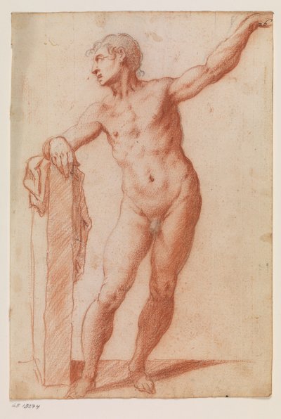 Stehende männliche Figur, die sich nach links auf einen Sockel lehnt von Filippo Esegrenio