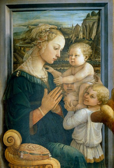 Jungfrau und Kind mit zwei Engeln von Filippo Lippi