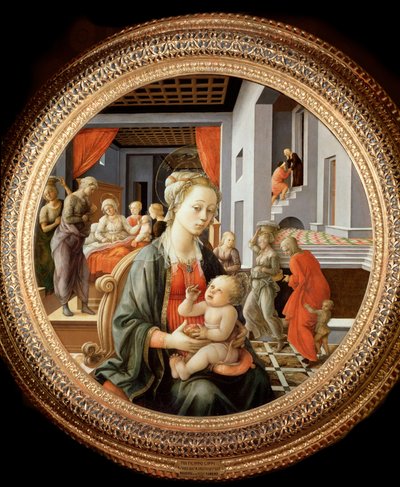 Jungfrau mit Kind und Szenen aus dem Leben der heiligen Anna, ca. 1450 von Filippo Lippi