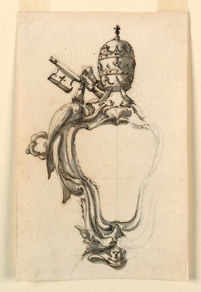 Zeichnung, Ein päpstliches Wappen, 1740–70 von Filippo Marchionni