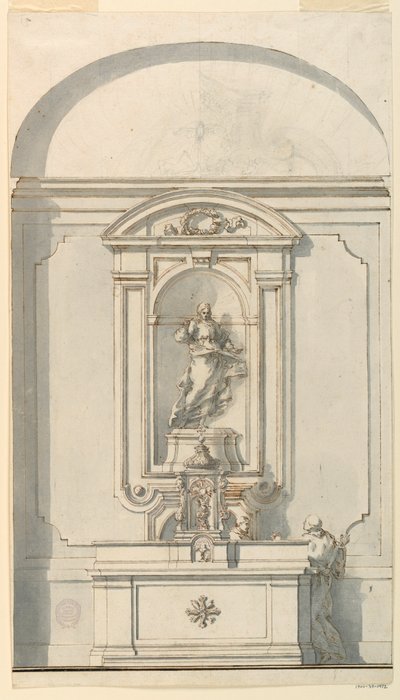 Altar mit Tabernakel und zwei Priestern im Gespräch, 1750–1775 von Filippo Marchionni