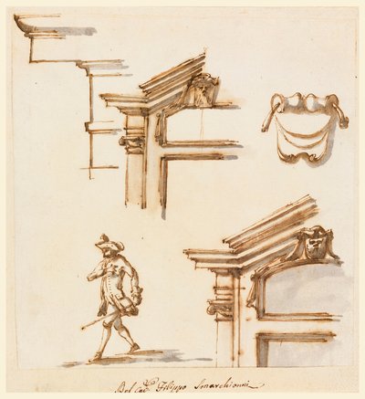 Architektonische Details und Figurenstudie von Filippo Marchionni