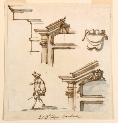 Architektonische Details und Figurenstudie von Filippo Marchionni