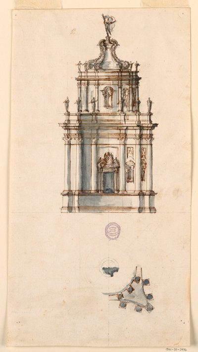 Zeichnung, Entwurf für ein Tabernakel, 1750–1775 von Filippo Marchionni