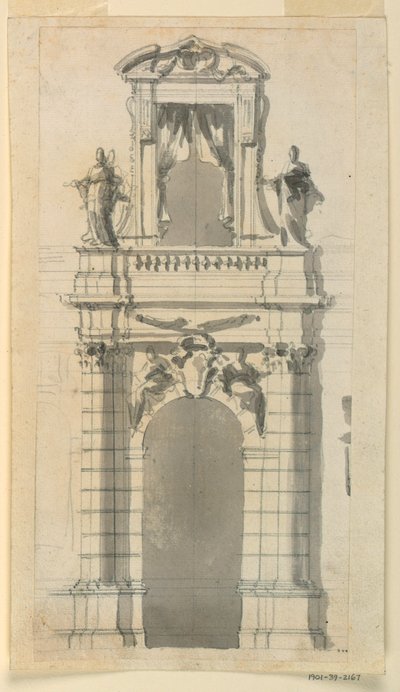 Die Erhebung des unteren zentralen Teils eines Stadthauses, 1770–85 von Filippo Marchionni