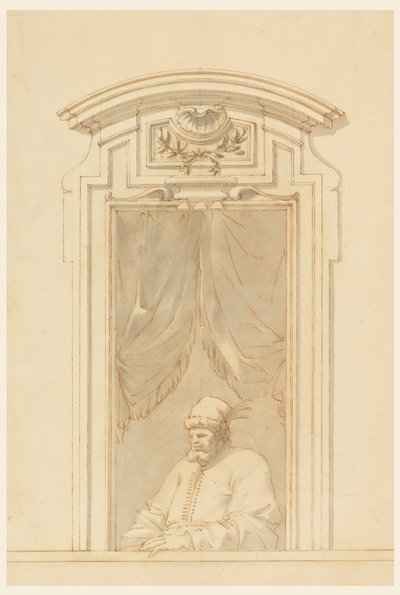 Fenstergehäuse und Hälfte einer Figur eines Türken von Filippo Marchionni