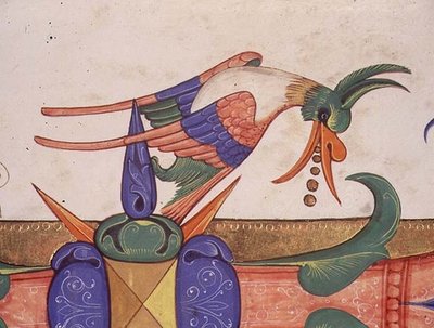 Missale 515 f.72v Fantastischer Vogel, Detail der Dekoration aus einem historisierten Initial 