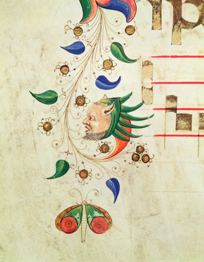 Missale 515 f.72v Zoomorpher Blatt-Rand, Detail aus einem Chorbuch von Filippo di Matteo Torelli