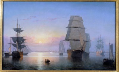 Boston Harbour im Sonnenuntergang 1850 von Fitz Henry Lane