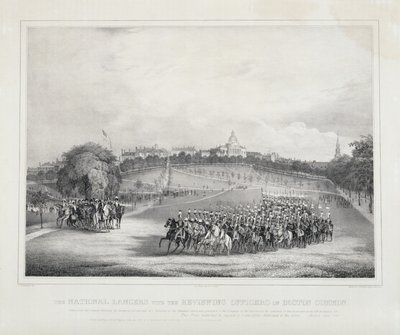 Die National Lancers mit den überprüfenden Offizieren auf dem Boston Common von Fitz Henry Lane
