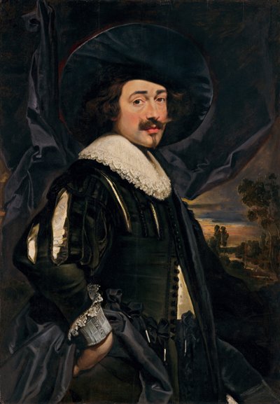 Porträt eines Mannes mit breitkrempigem Hut von Flemish 17th Century