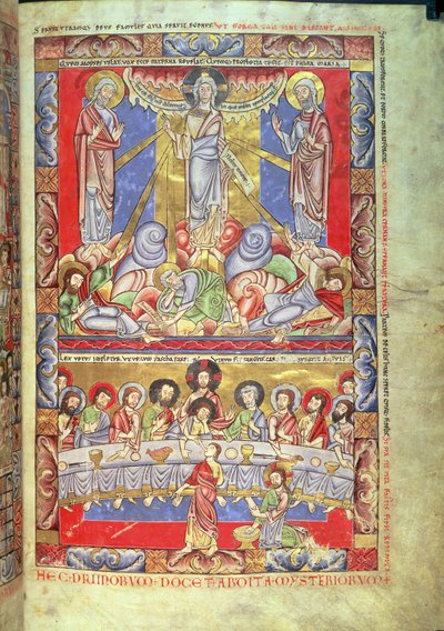 Verklärung, das letzte Abendmahl, aus der Floreffe-Bibel, ca. 1156 von Flemish School