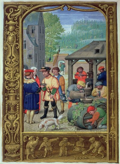 Oktober: Weinlese, aus einem Stundenbuch oder dem Golfbuch, ca. 1520-30 von Flemish School