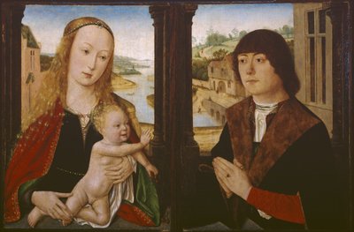 Diptychon - Jungfrau und Kind und ein Stifter, ca. 1490-1500 von Flemish School