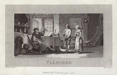 Flemings. Gravur von Dienern und Meister. von Flemish School