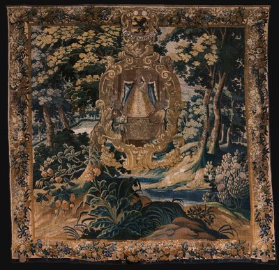Flämische Tapisserie. Landschaft mit der schwarzen Madonna. Atelier von Oudenaarde. 1665. von Flemish School