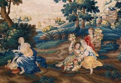 Flämischer Wandteppich. Ende 17. Jahrhundert. Eigentum der Kirche Sint-Walburgakerk Oudenaarde (Dekenij van de Sint-Walburga). von Flemish School