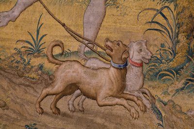 Flämischer Wandteppich. Serie Fabel des Ovidius: Der Raub des Ganymedes. Atelier Willem de Pannemaker, Brüssel. Vor 1556. (Detail) von Flemish School