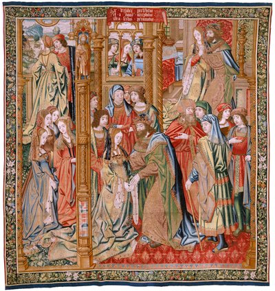 Flämischer Wandteppich. Serie Die Geschichte von David und Bathseba. Hochzeit von David und Bathseba. Zweites Panel der Serie. Modell Anonym. Herstellung Unbekannt, Brüssel. 1505 von Flemish School