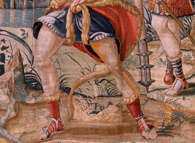 Flämischer Wandteppich. Serie Die Arbeiten des Herkules. Herkules und die Stymphalischen Vögel. Erster Wandteppich der erhaltenen Serie. Modell Unbekannt. Herstellung Willem Dermoyen, Brüssel. Ca. 1528 von Flemish School