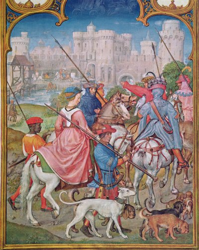 Fol.8v Monat August: Aufbruch zur Jagd, aus dem Breviarium Grimani, ca. 1515 von Flemish School