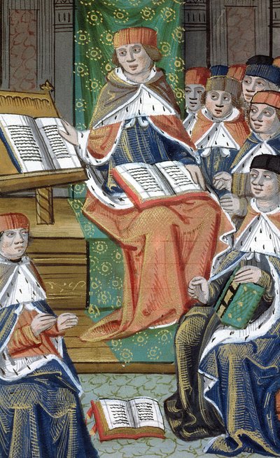 Vorlesung im Saal, aus De Medina Fen I. II, von Avicenna (980-1037) von Flemish School
