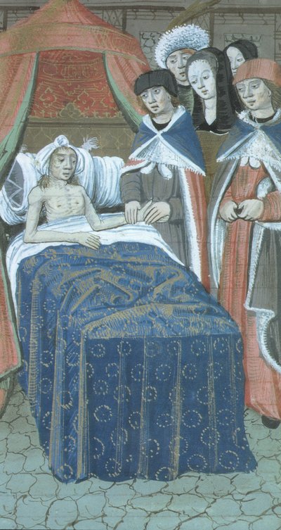 Patient im Bett mit zwei Ärzten, aus De Medina Fen I. II, von Avicenna (980-1037) von Flemish School