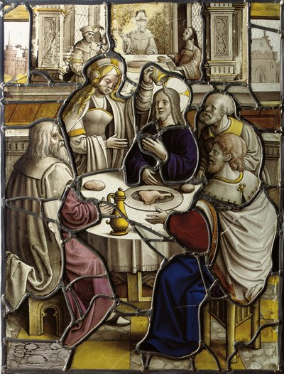 Tafel, wahrscheinlich Christus beim Abendmahl mit Simon dem Pharisäer darstellend von Flemish School